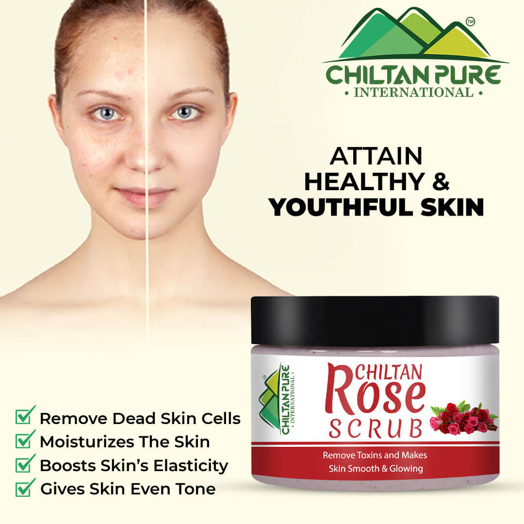 Rose Face & Body Scrub – Gentle Smoothing Face Scrub – Exfoliate & Moisturize Skin, Good For All Skin Types - ChiltanPure
