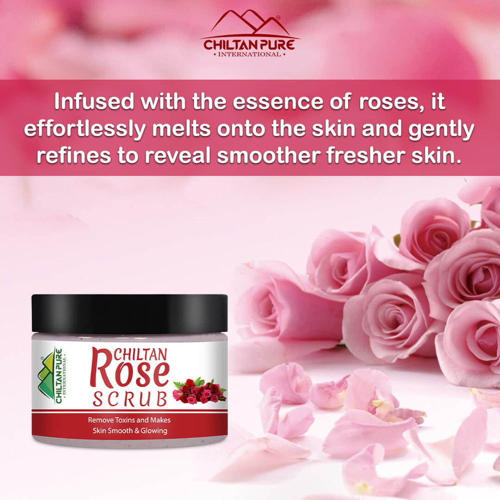 Rose Face & Body Scrub – Gentle Smoothing Face Scrub – Exfoliate & Moisturize Skin, Good For All Skin Types - ChiltanPure