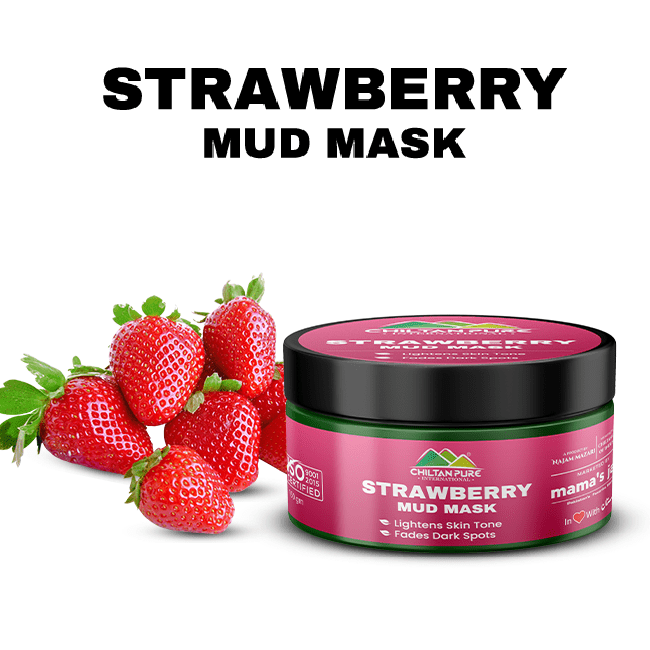 Strawberry Mud Mask – Exfoliates Skin, Lightens Skin Tone, Fade Dark Spots & Gives Skin a Youthful Glow!! - ChiltanPure