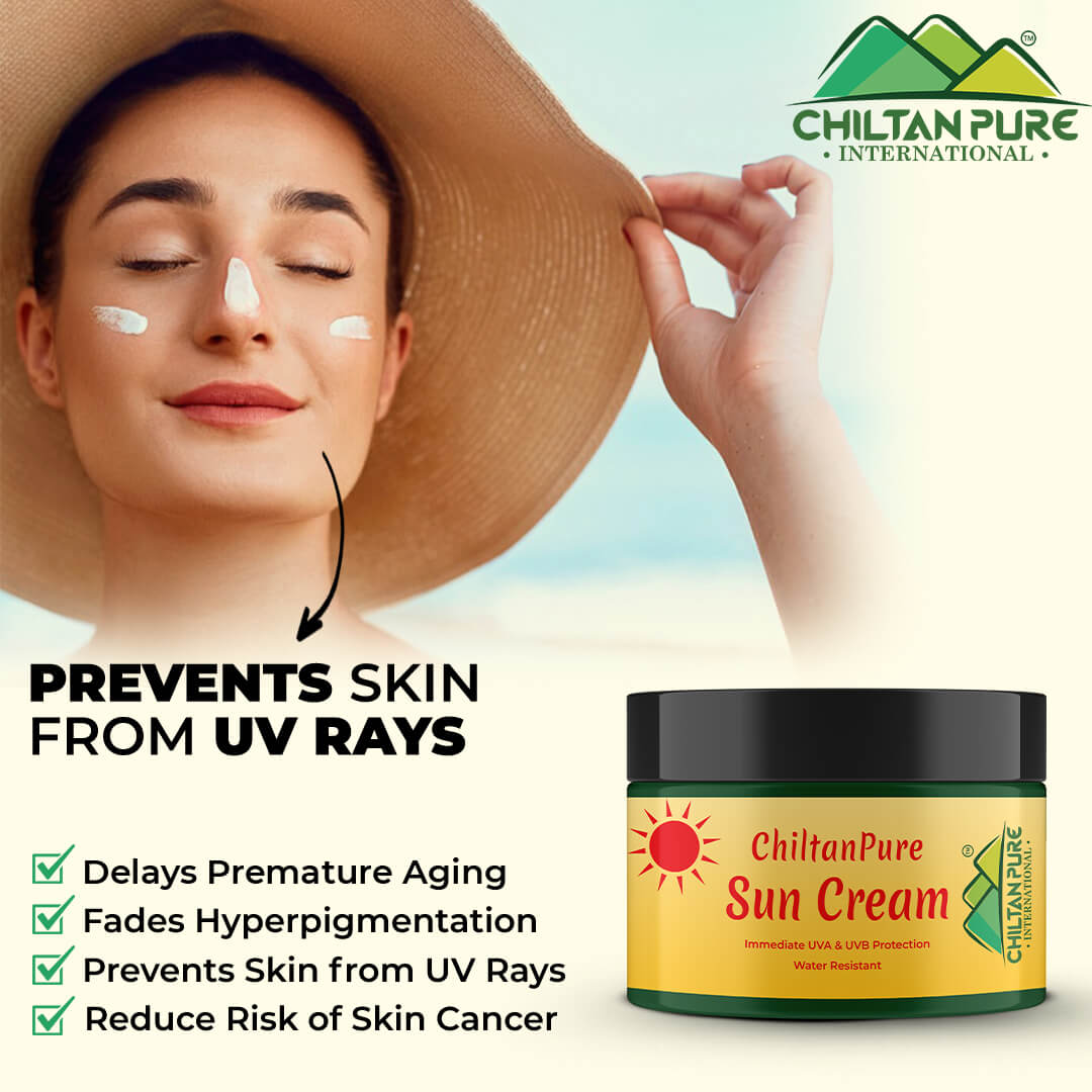 SunBlock Cream – Never let your skin look dull again, Reduces the risk of skin cancer, Protect the skin from sun burn, limit the area of sunspots – 100% pure organic - ChiltanPure