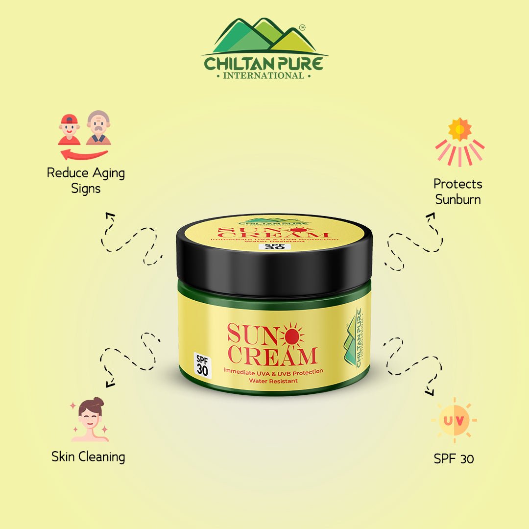 SunBlock Cream – Never let your skin look dull again, Reduces the risk of skin cancer, Protect the skin from sun burn, limit the area of sunspots – 100% pure organic - ChiltanPure