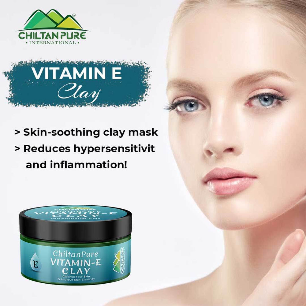 Vitamin E Clay - An Effective Natural Barrier to the Sun - Remove Impurities, Good for skin Hydration, Save skin from free radicals, Prevent Wrinkles from Face - ChiltanPure