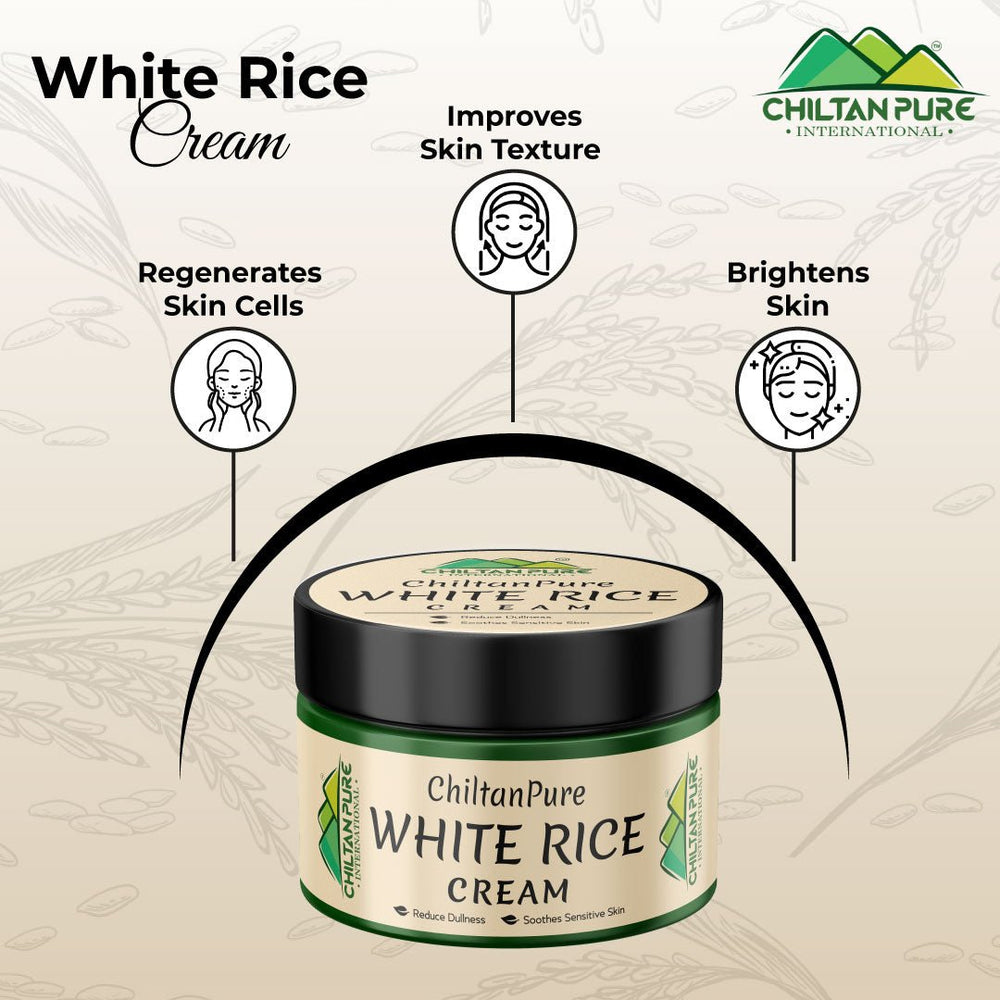 White Rice Cream – Improves Skin Texture, Gentle Exfoliant, Makes Skin Glowy, Soothes Sunburn & Irritation - ChiltanPure