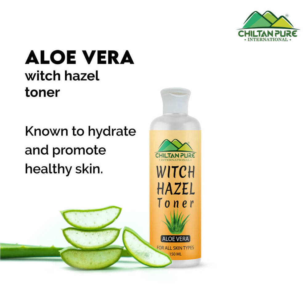 Witch Hazel Toner with Aloe Vera – Astringent Properties of Aloe Vera, Minimizes Pores, Soothes Skin for A Fresh, Clear Complexion - ChiltanPure