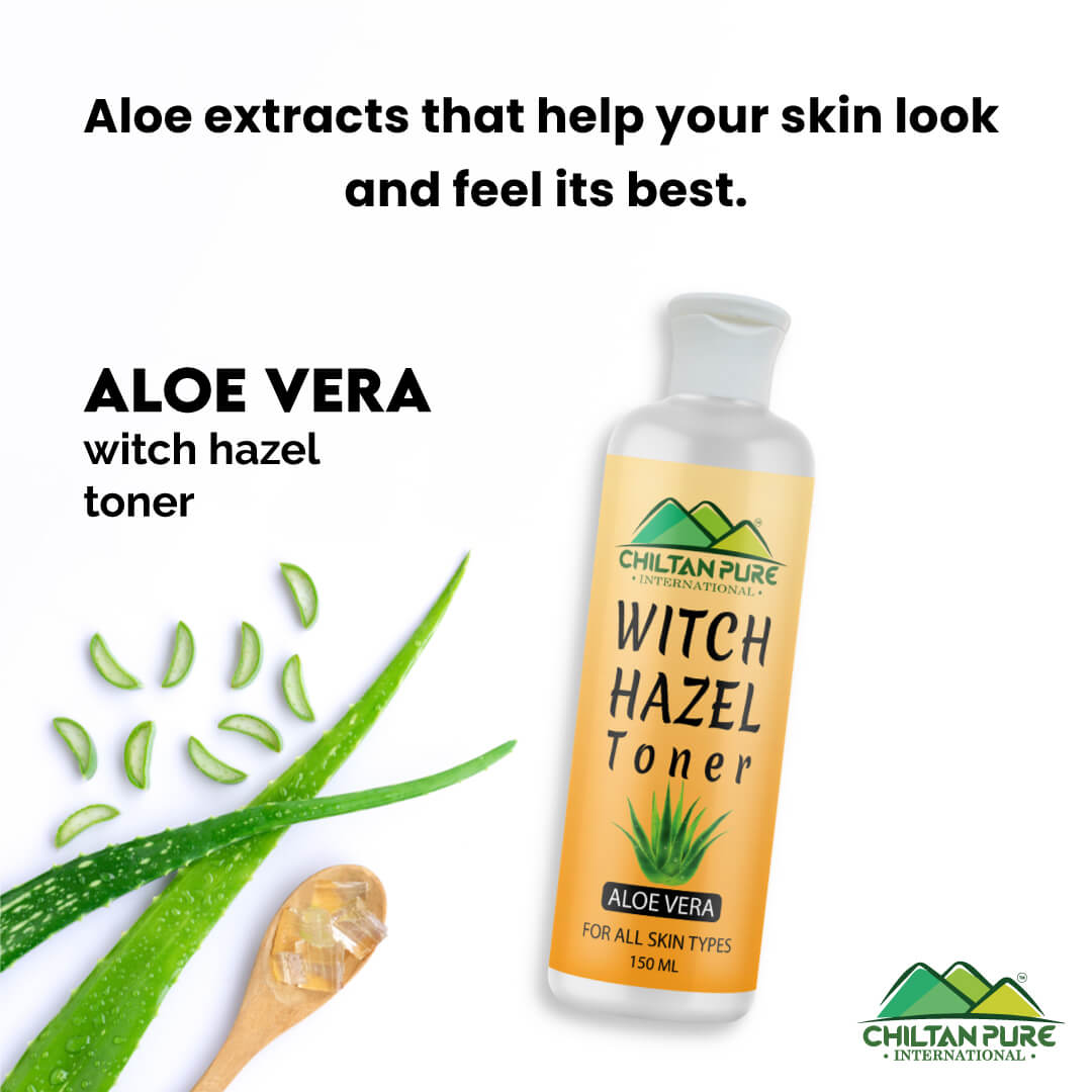 Witch Hazel Toner with Aloe Vera – Astringent Properties of Aloe Vera, Minimizes Pores, Soothes Skin for A Fresh, Clear Complexion - ChiltanPure