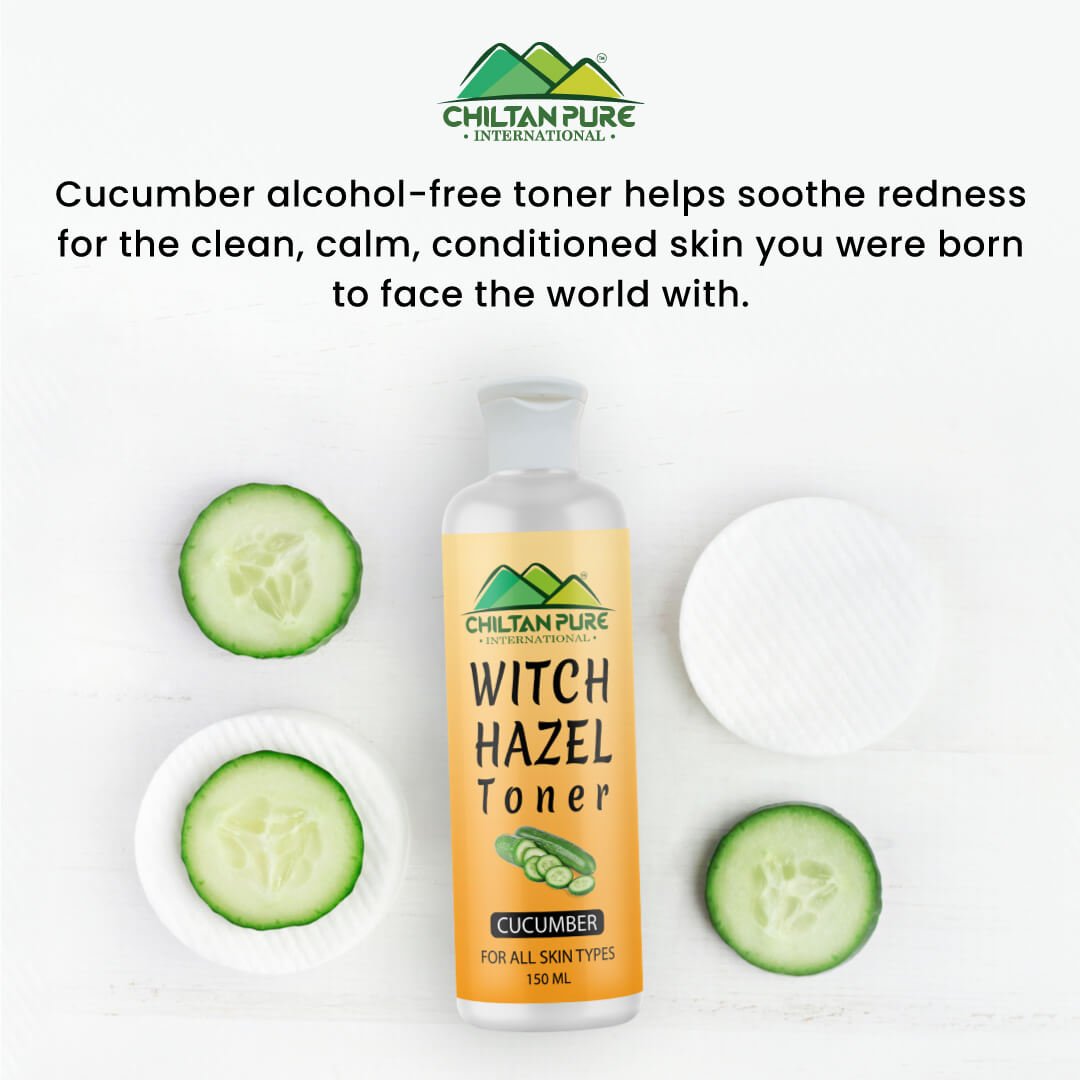 Witch Hazel Toner With Cucumber – Brightening Toner For All Skin Types, Helps In Even Out Complexion & Prepare Skin - ChiltanPure
